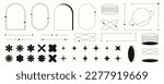 Modern minimalist line frames and elements in trendy retro style. Y2k aesthetic design.