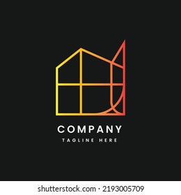 Modern Minimalist Line House Logo Design With Gradient Template