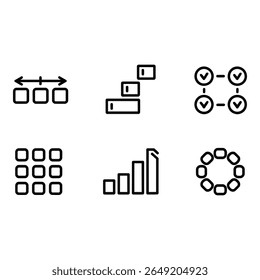 Modern Minimalist Line Icons Data Process Progress Network and Cycle Graphics for Web and App Design