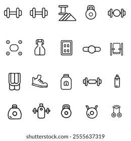 Modern Minimalist Linear Sport and Fitness Icons - Editable Stroke, Scalable for Web and Print