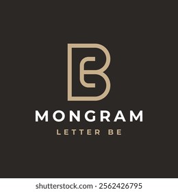 modern minimalist logo BE or monogram initial letter BE