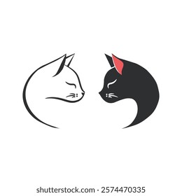 Modern minimalist logo. Cat head in profile. Design for a veterinary clinic, shelter, pet store. Vector.