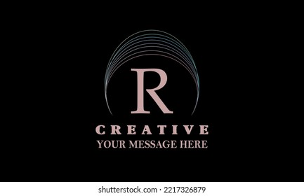 Modern minimalist logo design for business organization with letter R. Can be used as monogram sign, restaurant, page, shop, fashion, hotel.