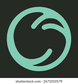 Um design de logotipo moderno e minimalista em forma circular com linhas fluindo para simbolizar conexão e movimento