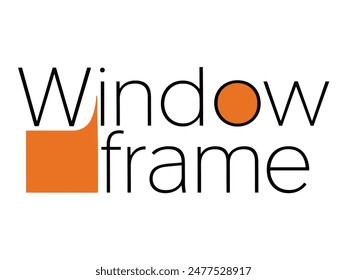 A modern, minimalist logo design featuring the text "window frame" in a flat, simple style. The font is bold with a touch of lite orange color, giving it a vibrant and eye-catching appearance. The ove