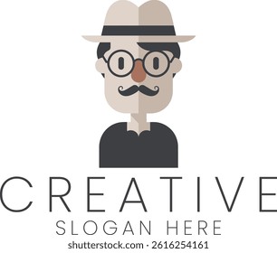 Modern minimalist logo design featuring a stylish man. Perfect for branding and creative projects.