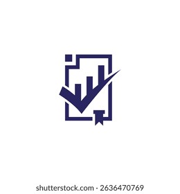 A modern minimalist logo design featuring a growth chart icon and a checkmark, symbolizing success, achievement, and progress in business and personal contexts.