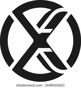 Design de logotipo minimalista moderno com letra abstrata x em um círculo com transparência