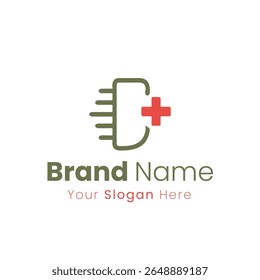 Modern Minimalist Logo Design Featuring a Stylized Letter D with a Medical Cross for Health and Wellness Brands