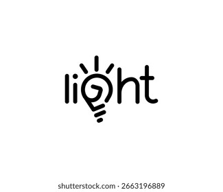 Modern and minimalist logo design featuring a lightbulb icon integrated into the word light. Perfect for branding, websites, and corporate identity. Ideal for tech startups and innovative companies.