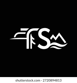 A modern minimalist logo design featuring the letters “TS” in white on a solid black background. The letter “T” is stylized with horizontal lines suggesting a horizon or layered landscape, That incorporates curved elements resembling wings or leaves, adding a natural and dynamic touch. The “S” is smooth and flowing, balancing the geometric structure of the other letters. To the right, a simplified mountain range with water waves represents nature, adventure, and outdoor themes. The clean, flat design and high contrast make this logo suitable for branding, outdoor businesses, travel brands, eco projects, digital platforms, and modern brand identities.
