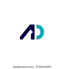Modernes minimalistisches Logo-Design mit einer kreativen Kombination aus Buchstaben A und D. Eleganter geometrischer Stil, ideal für Technologie, Kreativagenturen und professionelles Corporate Branding.