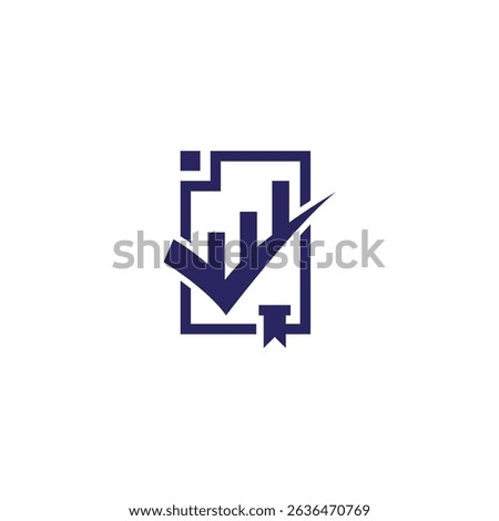 A modern minimalist logo design featuring a growth chart icon and a checkmark, symbolizing success, achievement, and progress in business and personal contexts.
