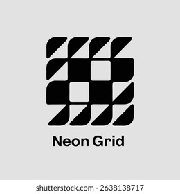 A modern, minimalist logo design incorporating a neon grid pattern with a vibrant color scheme. The design is clean and geometric.