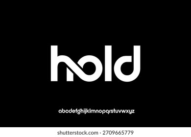 Un diseño de logotipo moderno y minimalista que muestra la palabra 'hold' con la 'o' formada creativamente como un símbolo del infinito, sobre un fondo oscuro.