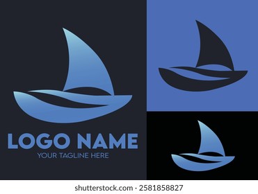 Modern Minimalist Logo Design for Travel and Tour Agency Businesses, Professional Creative Logo Design for Travel related Brands, Logo for Blue Yatch Boat