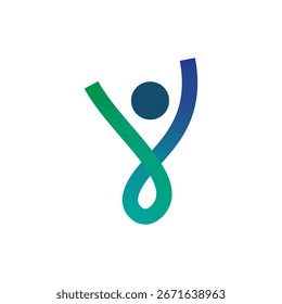 Modern, minimalist logo featuring an abstract human figure with flowing lines. Ideal for wellness, health, or lifestyle brands.