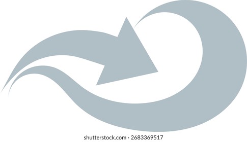 Logotipo minimalista moderno con una flecha que se transforma a la perfección en una onda. Simboliza el movimiento, el crecimiento, el progreso, la energía y el flujo continuo.