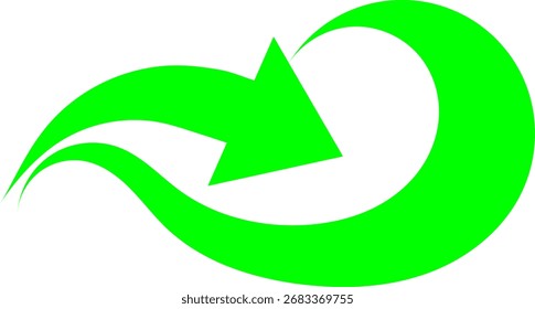 Logotipo minimalista moderno con una flecha que se transforma a la perfección en una onda. Simboliza el movimiento, el crecimiento, el progreso, la energía y el flujo continuo.