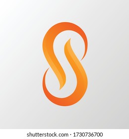 modern and minimalist logo featuring a combination of flame and letter s