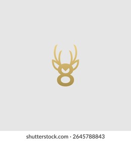 A modern and minimalist logo featuring a golden deer head, perfect for branding. The design is sleek, simple, and elegant, suitable for various businesses.