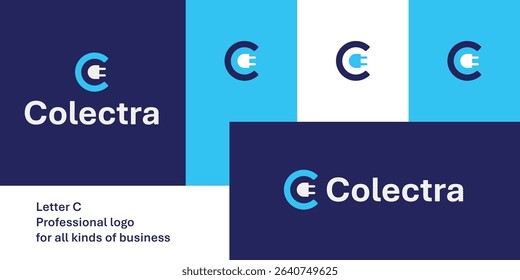 A modern, minimalist logo featuring the letter "C" integrated with an electrical plug. This clean and versatile design is ideal for businesses in the technology, energy, and electrical sectors.
