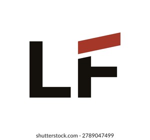A modern and minimalist logo featuring the letters 'L' in black and 'F' in black with a red accent, set against a pristine white background.