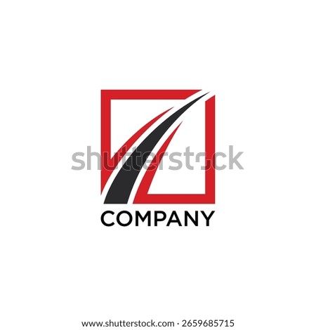 Modern and minimalist logo featuring a road within a square, ideal for transportation, logistics, or travel businesses.