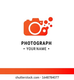 Modern minimalist logo icon illustration camera for photography photographer with red color
