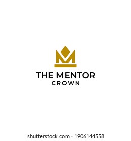 Modern and minimalist logo on the letter M and crown with elegant gold color.
EPS 10, Vector.