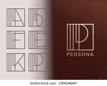 Conjunto de plantillas de logotipo moderno y minimalista. Resumen del vector del logotipo del alfabeto geométrico.