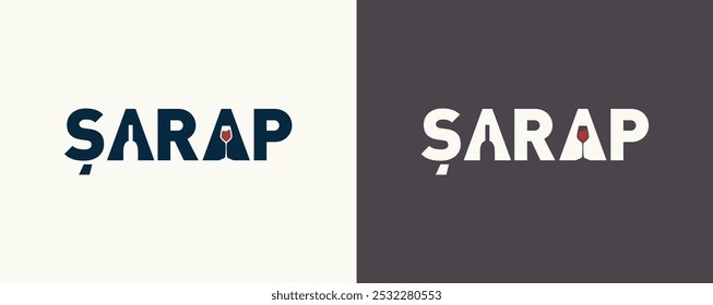 A modern and minimalist logo for the wine industry. The detail in the letter 'S' resembles a wine bottle. English translation: 'Wine'.
