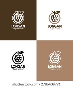 A modern minimalist longan fruit logo in light and dark brown flat style crafted for organic branding and healthy business identity applications