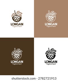 A modern minimalist longan logo with light and dark brown flat visuals crafted for healthy branding and fresh business identity use