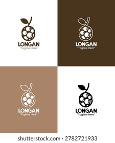 A modern minimalist longan logo in light and dark brown flat style designed for fresh branding and healthy business identity use
