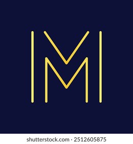 Logotipo inicial minimalista M moderno en oro