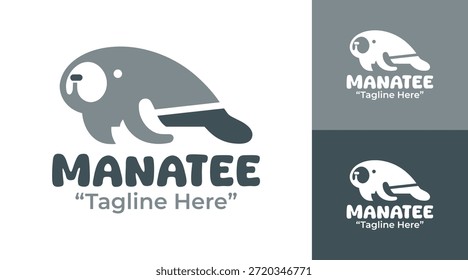 Ein modernes, minimalistisches Manatelogo, das für Naturschutzorganisationen und die Markenbildung im Bereich Meeresbewusstsein entworfen wurde.