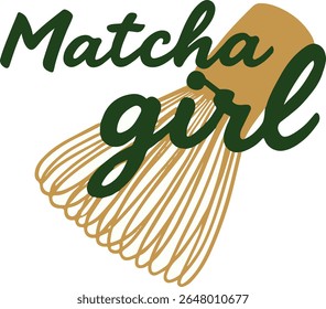 Adesivo de texto cursivo moderno minimalista Matcha menina