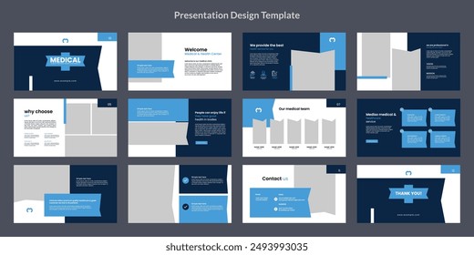 moderna presentación médica minimalista Plantilla de diseño de diapositivas, Vector de presentación de dentista de hospital de negocios.