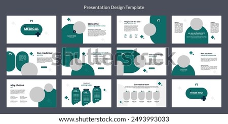 modern minimalist medical presentation slide design template, business hospital dentist presentation layout vector.