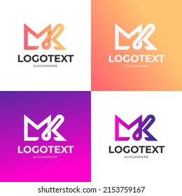 Modern Minimalist MK Letter Logo Design Gradient MK Letter Logo Vector Template