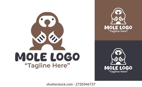 Um logotipo de toupeira minimalista moderno projetado para marcas amigáveis inspiradas pelo pequeno caráter da vida selvagem.
