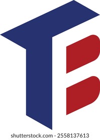 A modern minimalist monogram logo featuring the letters "TB" in a sleek design on a white background. Ideal for branding projects requiring perspective and sophistication.
