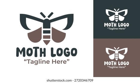 Ein modernes, minimalistisches Mottenlogo, das für Marken entwickelt wurde, die von Mysterien und Nachtsymbolen inspiriert sind.