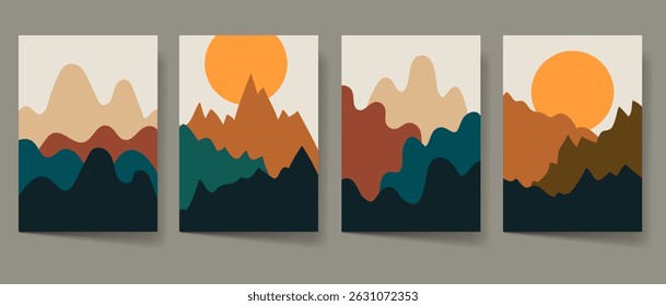 Modern minimalist mountain graphic set