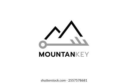 Modern Minimalist Mountain Key Logo Design Template