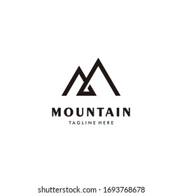 Modern minimalist mountain line art logo design icon illustration