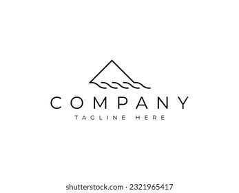 modern minimalist mountain and water vector logo design