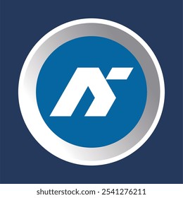 Modern minimalist 'N' logo in a blue circle with metallic gray gradient accents. Perfect for businesses seeking a professional, strong, and trustworthy brand image.