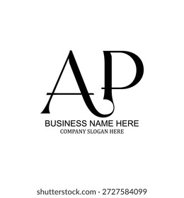 Modernes minimalistisches Negativraum-AP-Logo, kreatives AP-Emblem, schlankes AP-Design, professionelles Symbol, stylisches Branding
